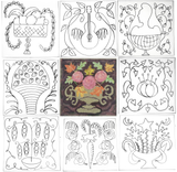 Baltimore Album Quilt Inspired Rug Hooking Patterns - Complete Set of 9 -