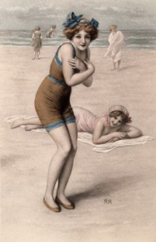Vintage Summer Beach Postcard: Victorian Beach Poses