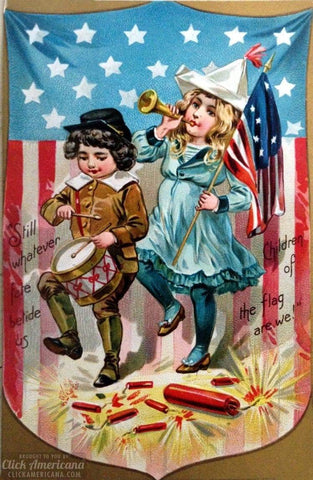 Vintage 4th of July Postcard: Children of the Flag are we.