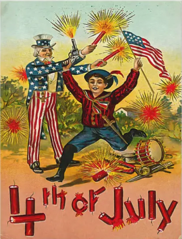 Vintage 4th of July Postcard: 4th of July Fire crackers
