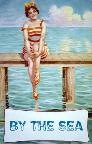 Vintage Summer Beach Postcard: By the Sea