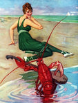 Vintage Summer Beach Postcard: Lobster Serenade