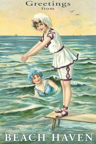 Vintage Summer Beach Postcard: Greetings from Beach Haven