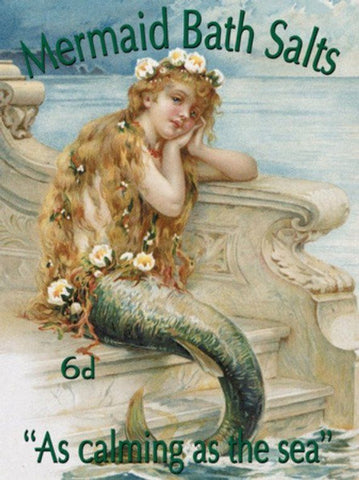 Vintage Summer Beach Postcard: Mermaid Bath Salts