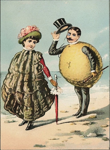 Vintage Summer Beach Postcard: Victorian Oyster and Lemon