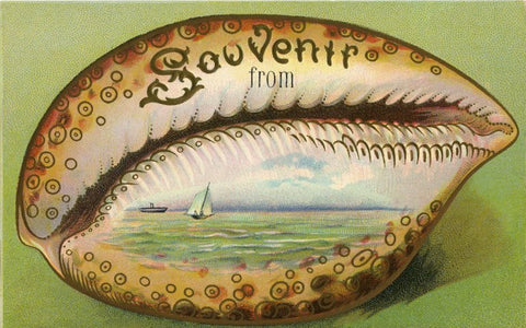 Vintage Summer Beach Postcard: Souvenir Shell Boat