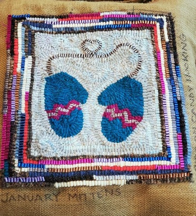 Rug Hooking Monthly Beginner January Kit - Winter Mittens