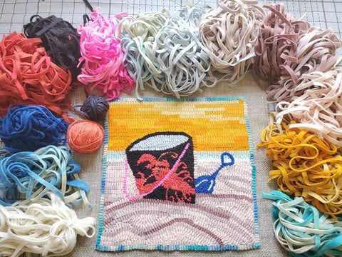 Rug Hooking Monthly Beginner - June Kit Sand Pail