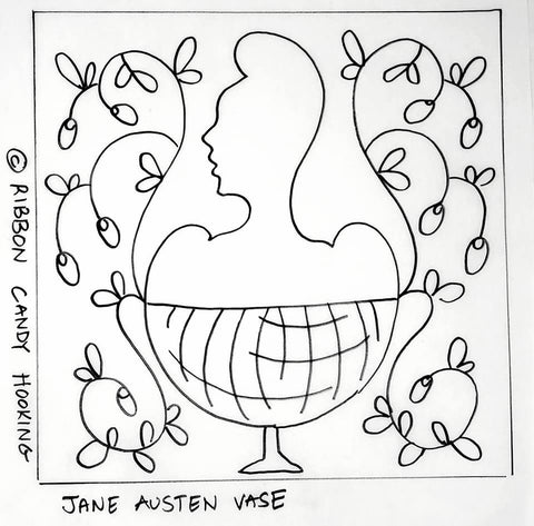 Baltimore Album Quilt Inspired Rug Hooking Pattern - Jane Austen Vase - PDF