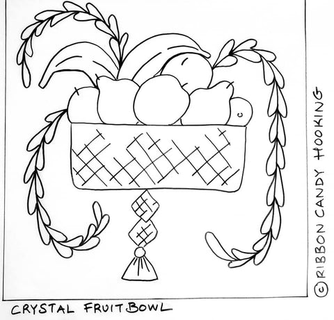 Baltimore Album Quilt Inspired Rug Hooking Pattern - Crystal Fruit Bowl -