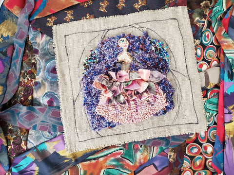 Art Deco Pin Cushion Doll with silk necktie dying kit option