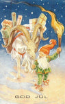 Vintage Christmas Postcard: God Jul, Yule Goat and Gnome