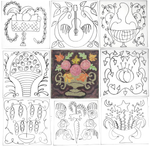 Baltimore Album Quilt Inspired Rug Hooking Patterns - Complete Set of 9 -