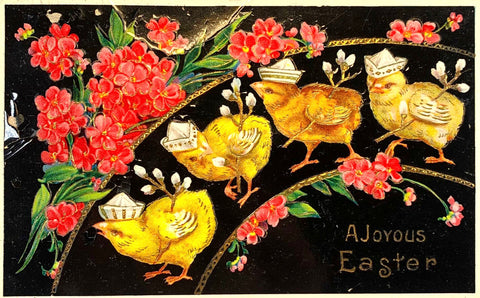 Vintage Easter Postcard: Chicks go Marching