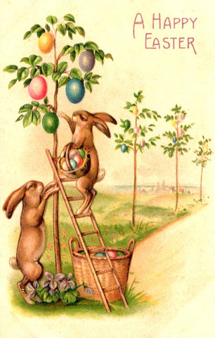 Vintage Easter Postcard: Easter Egg Tree