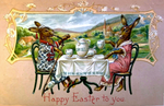 Vintage Easter Postcard: Easter Tea