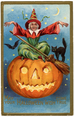 Vintage Halloween Postcard: Halloween Wish