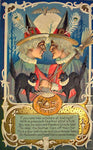 Vintage Halloween Postcard: Two Witches