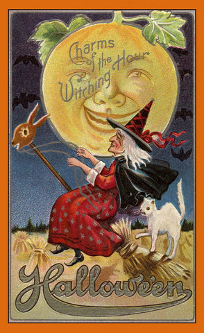 Vintage Halloween Postcard: Charms of the Witching Hour