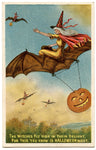 Vintage Halloween Postcard: The Witches Fly
