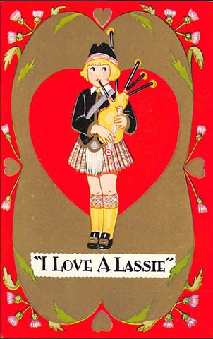 Vintage Valentine Postcard:  I love a Lassie