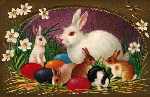 Vintage Easter Postcard: Jewel Eggs