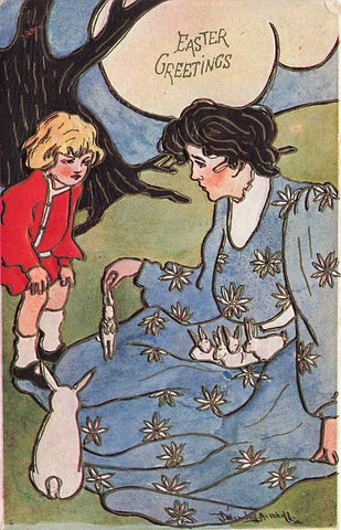 Vintage Easter Postcard: Nouveau Easter Mother