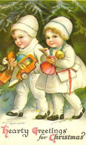 Vintage Christmas Postcard: Hearty Greetings for Christmas