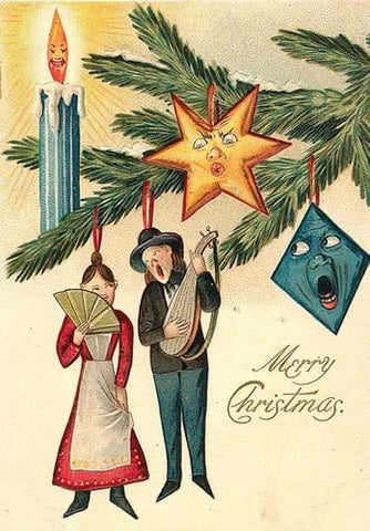 Vintage Christmas Postcard: Ornament Serenade