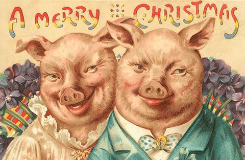 Vintage Christmas Postcard: Merry Christmas Pork