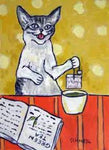 cat steeping tea