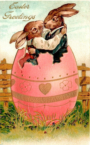 Vintage Easter Postcard: Hatched from Love