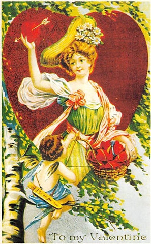 Vintage Valentine Postcard: To my Valentine Lady and Cherub