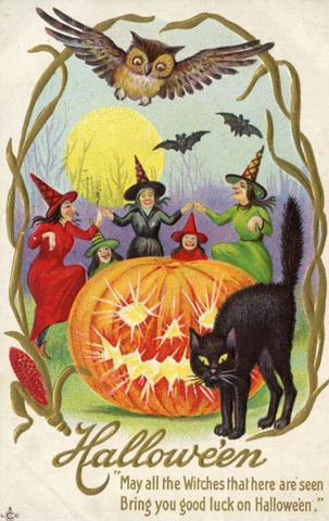 Vintage Halloween Postcard: May all the Witches