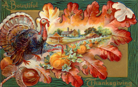 Vintage Thanksgiving Postcard: A Bountiful Thanksgiving