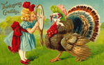 Vintage Thanksgiving Postcard: Turkey Reflection