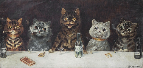 Vintage Postcard: Cat Meeting