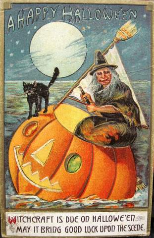 Vintage Halloween Postcard: Witchcraft is due
