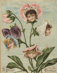 Vintage Christmas Postcard: Flower Girls