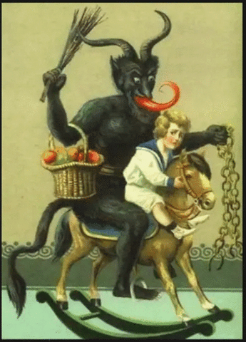 Vintage Christmas Postcard: Krampus Hobble Horse