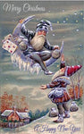 Vintage Christmas Postcard: Santa and the Man in the Moon