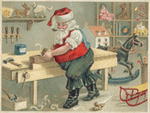 Vintage Christmas Postcard: Santa's Workshop