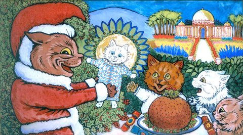 Vintage Christmas Postcard: Santa Cat